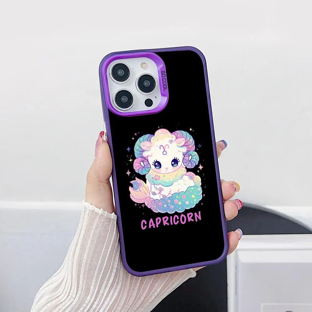 

Чехол для телефона «Знак зодиака» «Козерог» для iPhone 17, 16, 15, 14, 13, 12, 11 X XR XS 8 7 Air Pro Max Plus, фиолетовый полупрозрачный цветной чехол