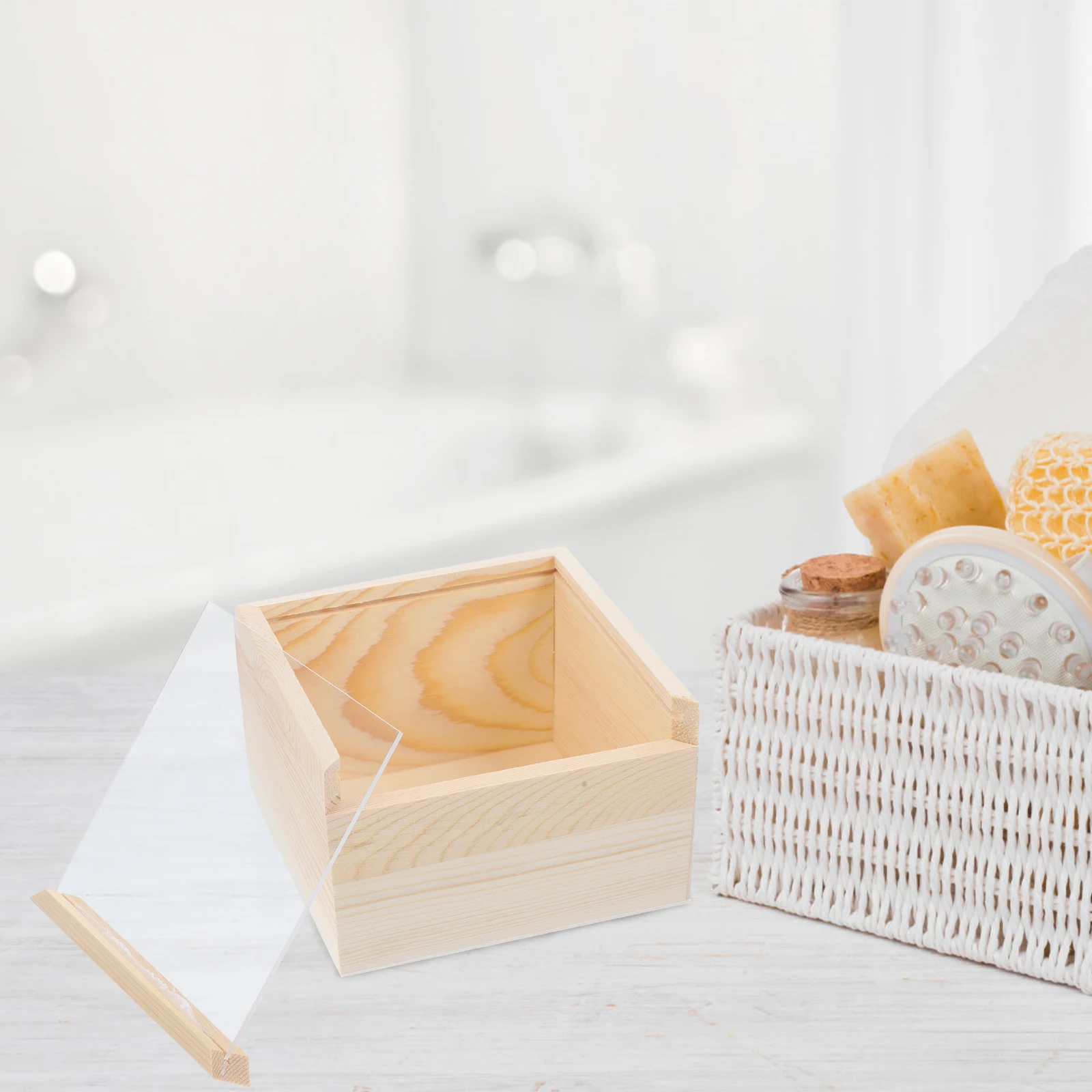 

Acrylic Storage Box Clear Lid Wooden Jewelry Organizer Multi-Functional Household Sundries Container Gift Wrapping Box