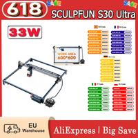 Sculpfun S30 Ultra 33W Laser Engraver Cutter 600*600mm Automatic Air-Assist 0.08X0.10Mm Laser Focus 32-Bit Motherboard Carpentry