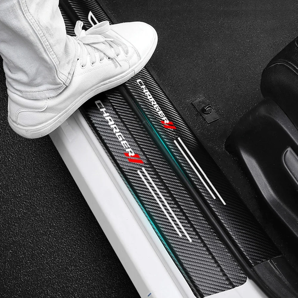 Car Sticker Carbon Fiber Decorative Strip Car Door Sill for DODGE CHARGER Auto Accessories