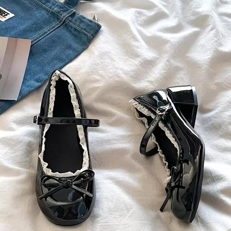 2026 Neue Damen Mary Jane Schuhe Modische Schmetterlingsknoten-Abendschuhe Elegante Outdoor-Lederschuhe mit Dickem Absatz – Detail 8