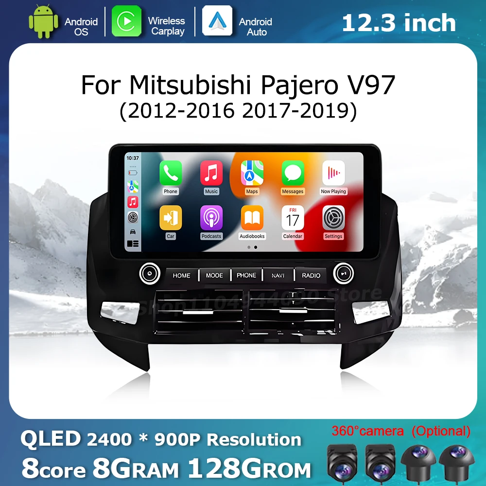 

Carplay Android Auto for Mitsubishi Pajero V97 2012 - 2016 2017 - 2019 Car Touch Screen Multimedia Radio Player GPS Navi WiFi 4G