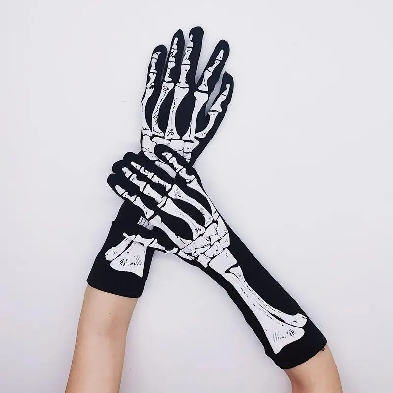 Gants Squelette Noirs – Accessoire Halloween – photo 3