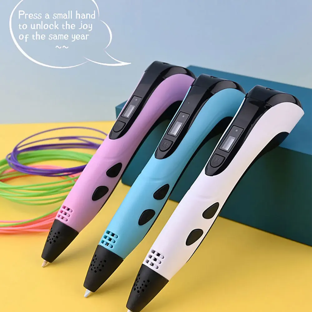 Kinder 3d Print Pen Speelgoed 3d Pen Met Lcd-Scherm Power Adapter 200M Pla Filament Reis Case Kids Kerst Verjaardagscadeau