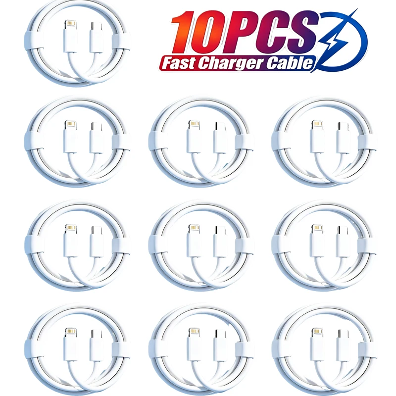 10 Stück PD 35W USB-Ladekabel für iPhone 14 8 7 6S Plus 13 12 Pro XS Max XR SE Schnellladekabel Datensynchronisationskabel 1m 1,5m 2m