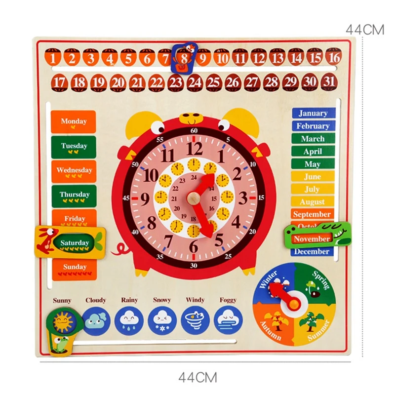 Calendrier multifonctionnel en bois pour enfants, horloge, anglais, éducation de la petite enfance, puzzle, confronBoard