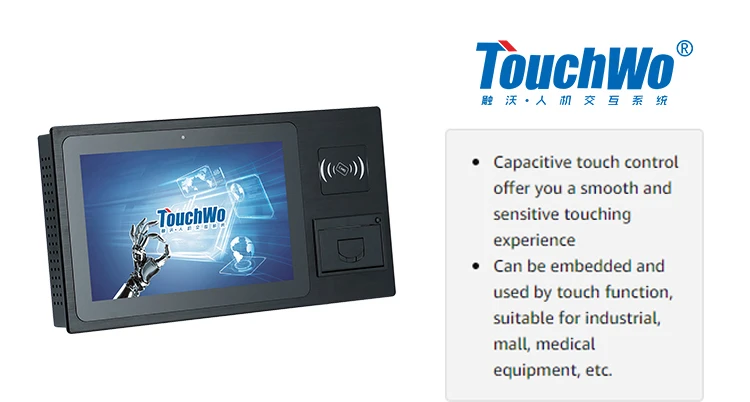 Quiosque de toque de acesso inteligente impressão digital 10.1 15.6 21 polegadas montagem na parede tablet Android com scanner de código de barras para atendimento