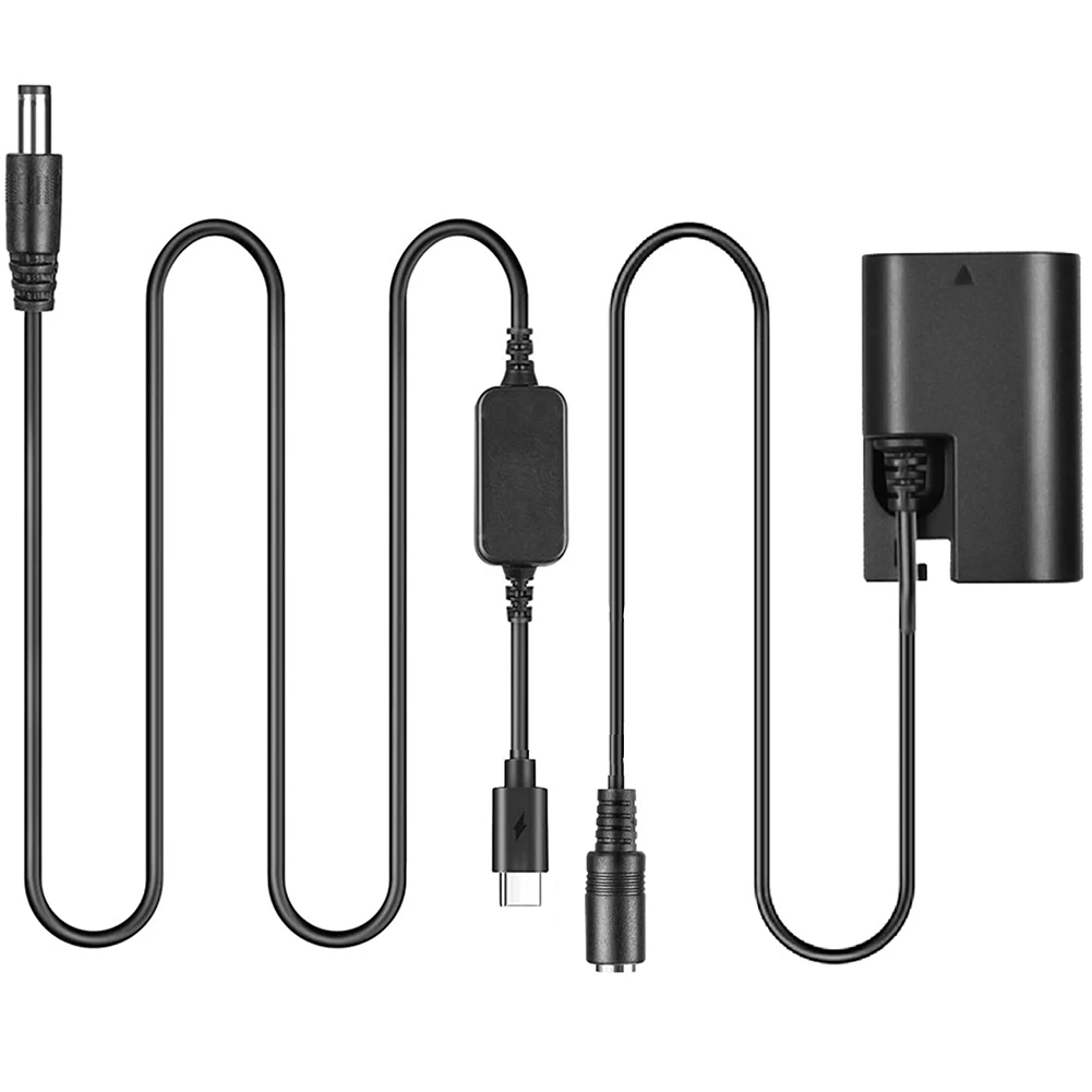 Bateria fictícia e banco de potência DC USB-C Cabo, LP-E6 E6N -E6 -E6, 6D 7D 60D 70D 80D 90D R R5 R6 5DS Mark II