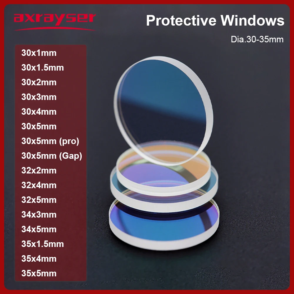 

Axrayser Fiber Laser Protective Windows Dia.30-35mm 30x2 30x5 Protection Glass for Raytools Precitec BOCI WSX Laser Cutting Head