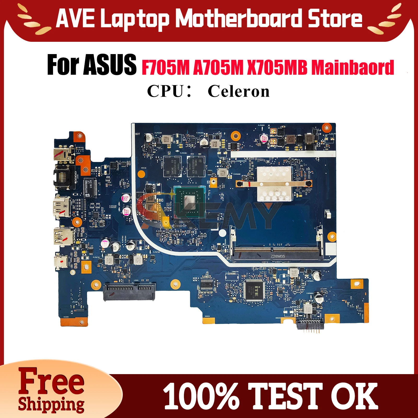 

Материнская плата для ноутбука X705MB для ASUS VivoBook X705M A705M X705MB F705M, материнская плата для ноутбука с процессором Celeron, 100% тестирование, ОК, быстрая доставка
