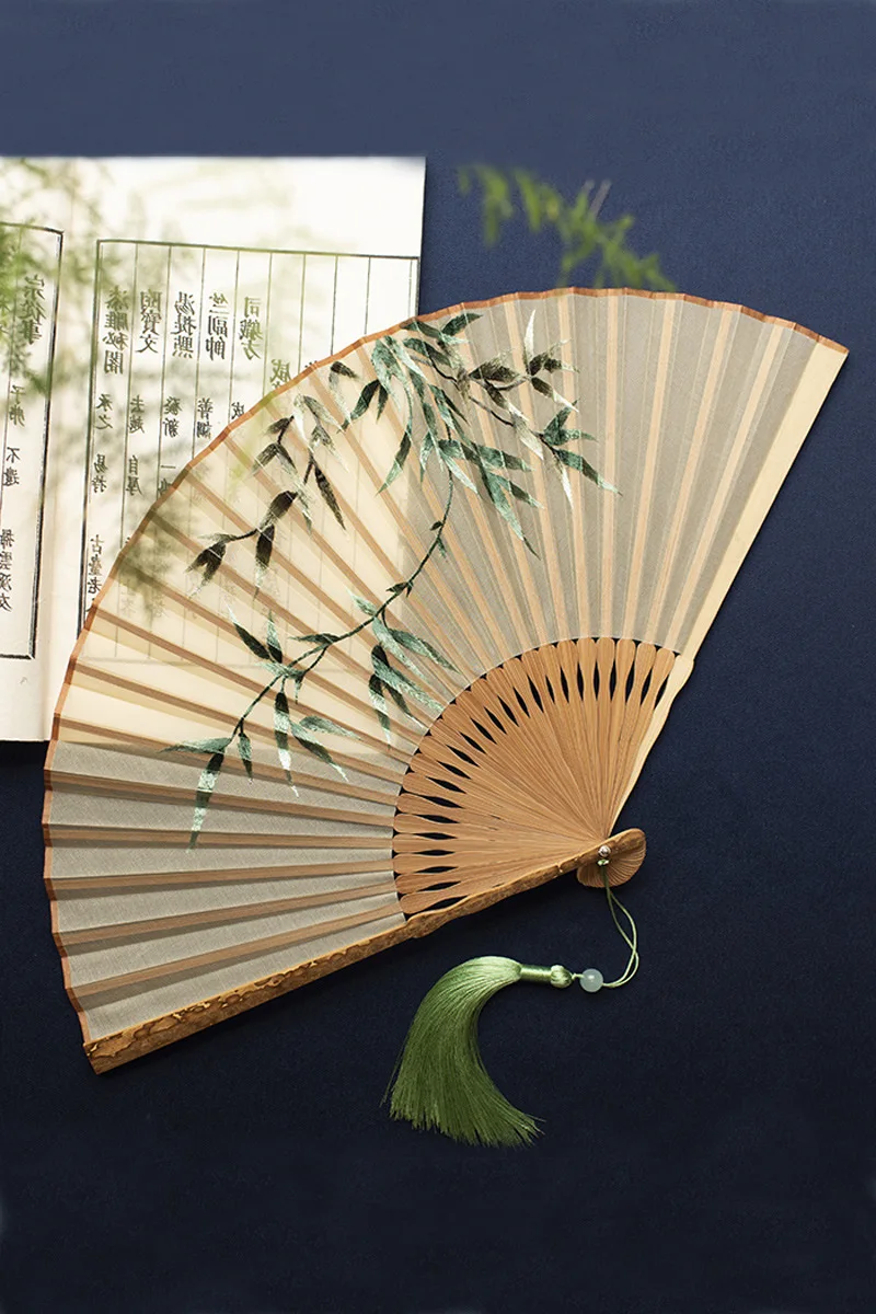 Chinese Suzhou Embroidery Style Bamboo Folding Fan, Embroidery Female Silk Fan, Silk Fan Chinese Style