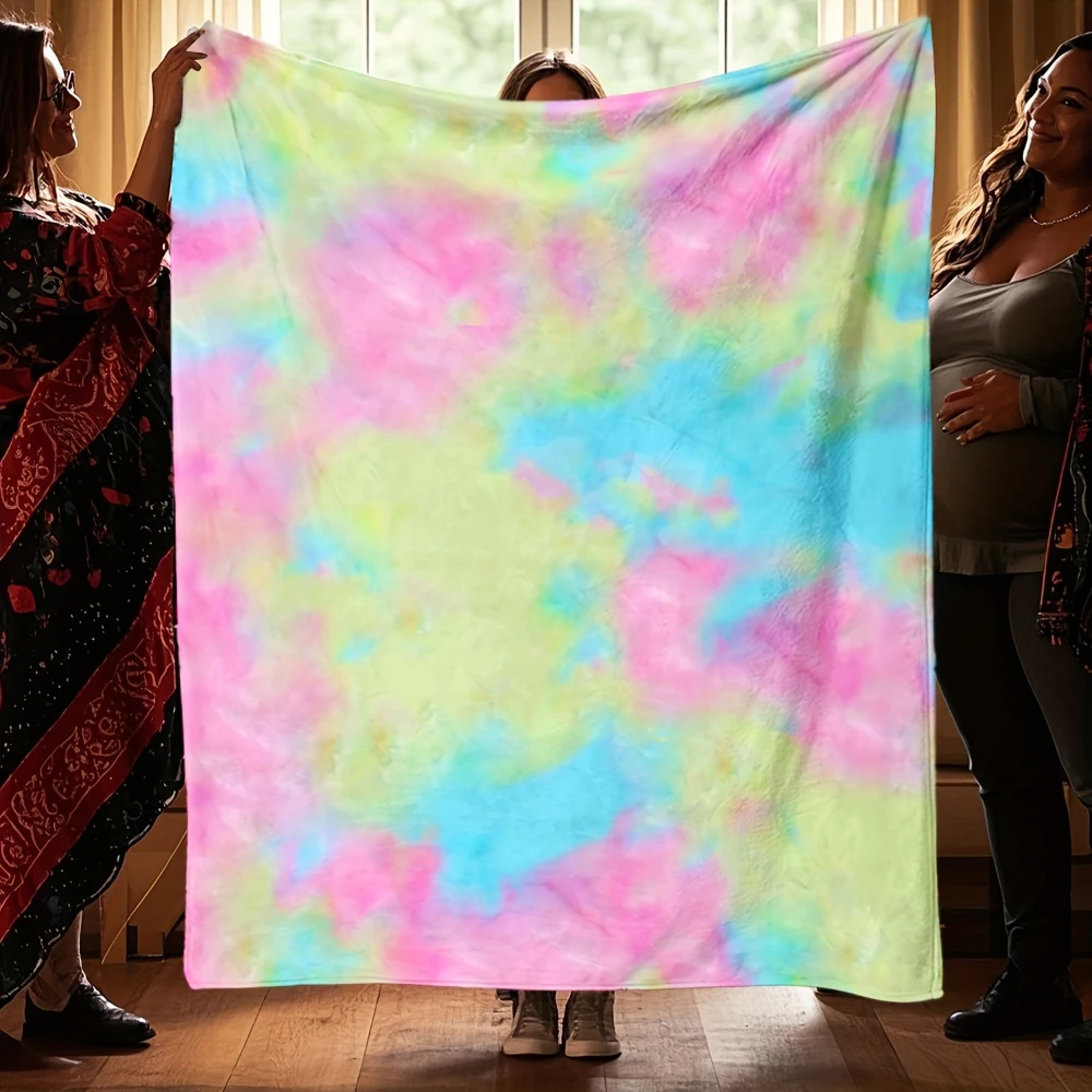 Rainbow Brush Stroke Gradient Print Throw Blanket bedroom window seat Blanket office lounge deck Birthday Anniversary gifts