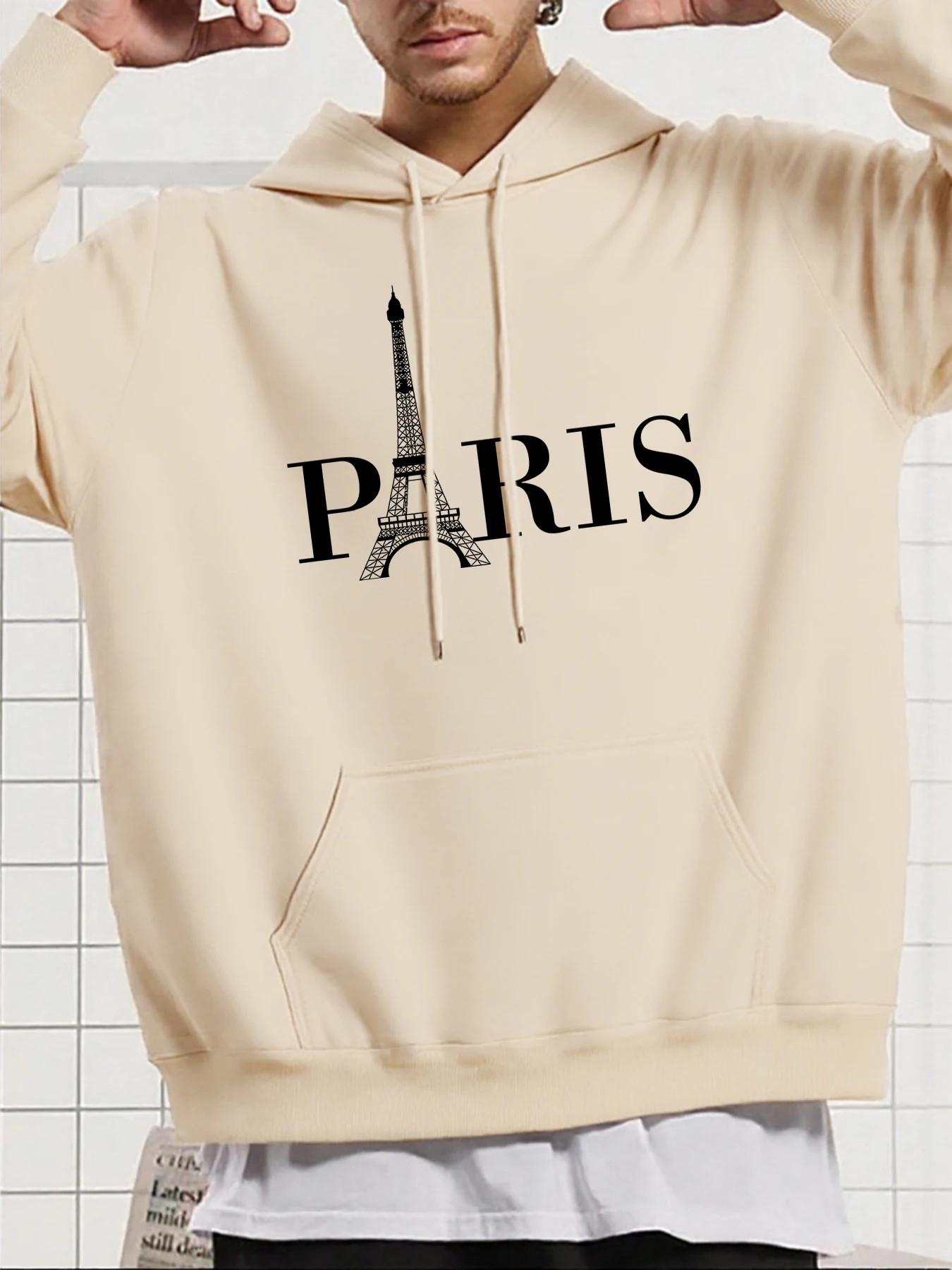 Paris Eiffelturm Druck Männlich Hoodie Langarm Hip Hop Sportswears Weiche Straße Hoodies Herbst Casual Unisex Kleidung