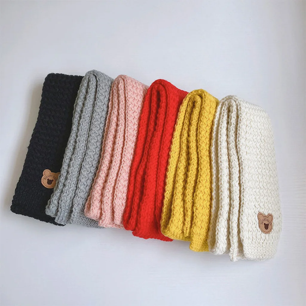 Kids Scarf Boys Girls Baby Winter Warm Scarfs Cute Bear Knit Shawl Korean Children Neckerchief Outdoor Keep Warm Accessories