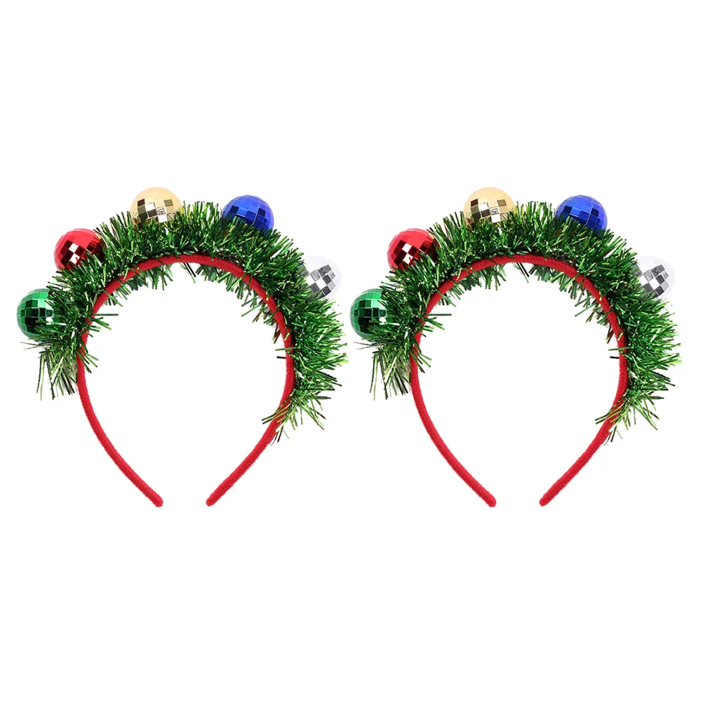 2 PCS Christmas Spotlight Headband Fashion Headwear Holiday Accessory Santa naments Party Decor Hair Clip Hair Accessories