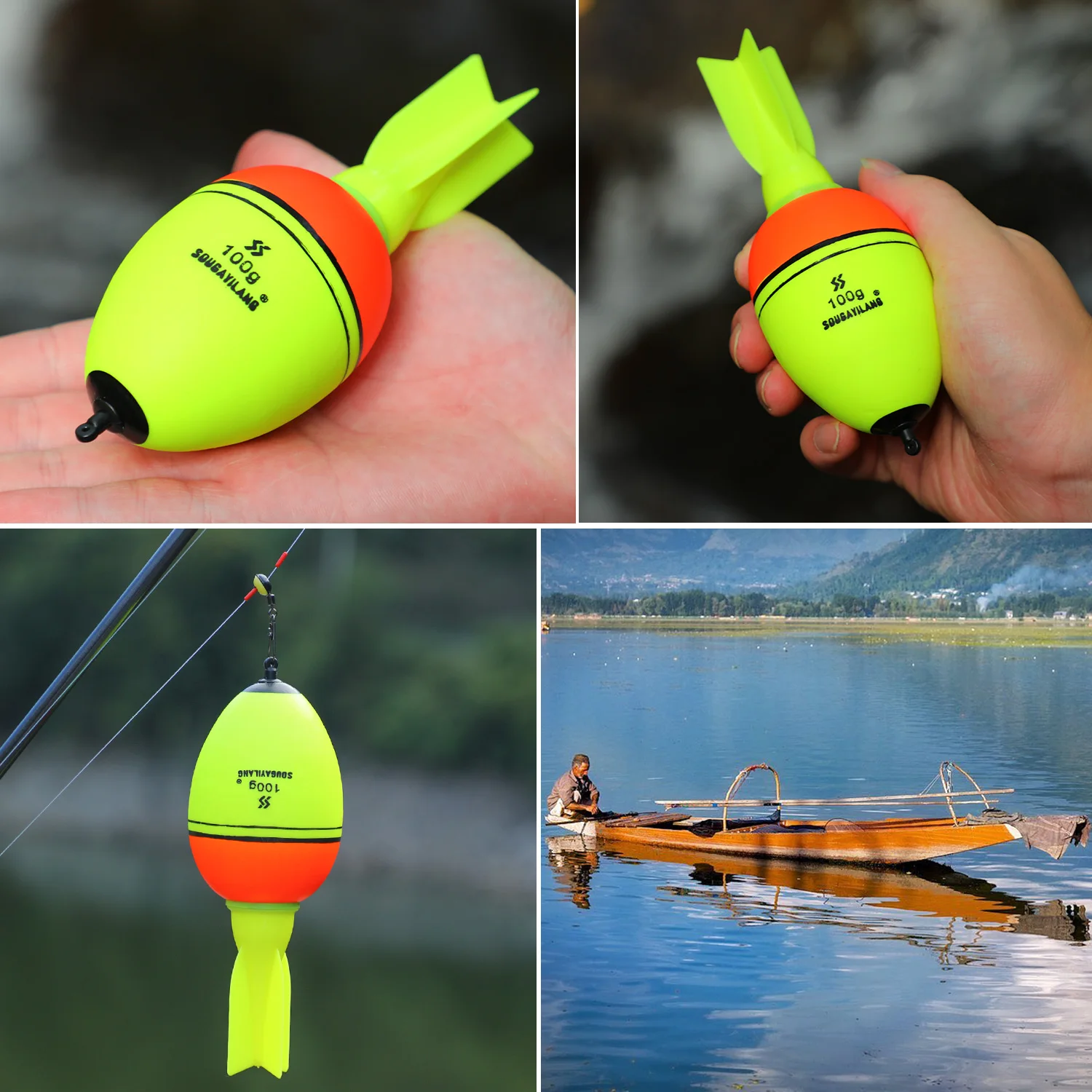 Sougayilang leuchtende Fischschwimmer, Raketenform, 2 Stück, mit 6 Größen – Schaumstoff mit hoher Dichte für 30–100 g Auftriebs-Angelausrüstung ﻿ – Detail 15