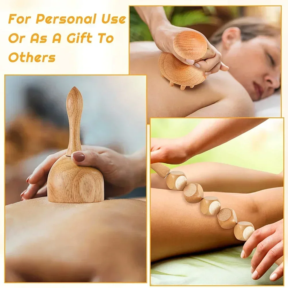 13Pcs Wood Therapy Massage Tools Set Maderoterapia Kit Body Muscle Pain Relief Wood Roller Massager Wooden Body Sculpting Tools