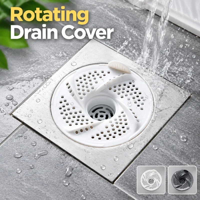 Japanese Vortex Floor Drain Cover Rotating Hair Collector Bathroom Sewer Bug Proof Anti-Clog Filter Household Shower Drain