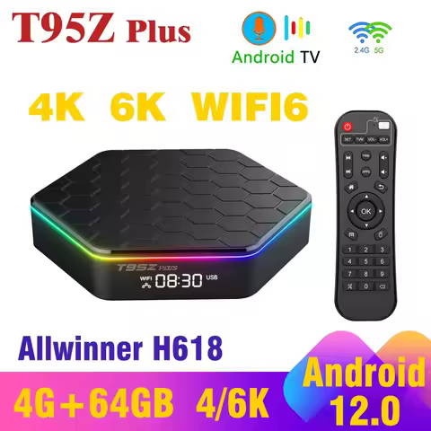 10pcs lot T95z Plus TV Box Android 12.0 Smart HD 6K Multifunction Player 2.4G&amp;5G WiFi6 16GB 32GB 64GB Quad Core Smart Set Top