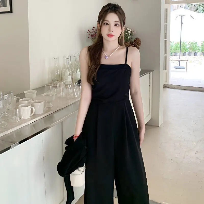 

Fashionable Women's Autumn Suit Set Sleeveless Jumpsuit Two Piece Elegant Lady Style Hide Belly Flab