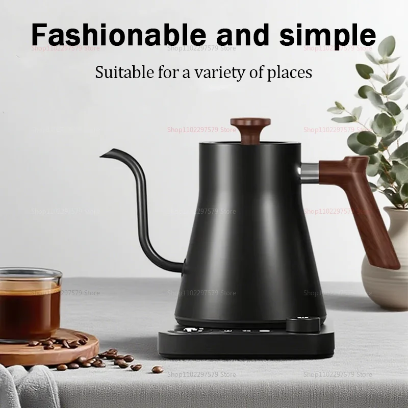 Cafetera portátil de viaje hecha a mano, hervidor de cuello de cisne de 0,9l, hervidor eléctrico inteligente de temperatura constante de acero inoxidable