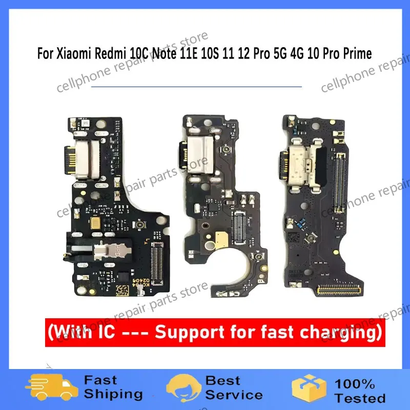 

USB fast Charging Port Dock Charger Plug Connector Board Flex For Xiaomi Redmi 10C Note 11E 10S 11 12 Pro 5G 4G 10 Pro Prime