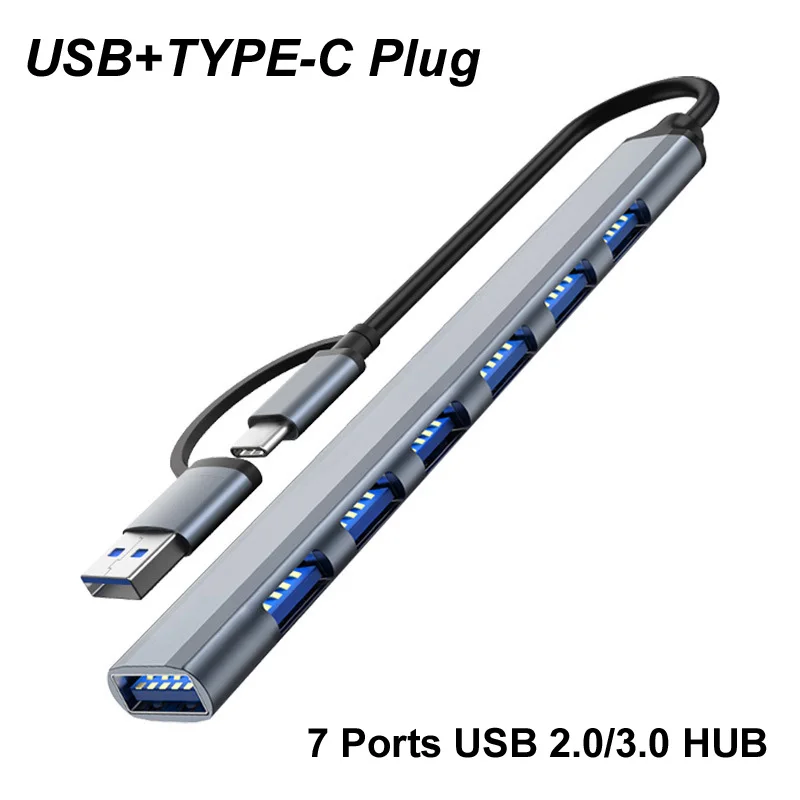 7 Port USB 3.0/2.0 Hub USB Hub High Speed type-c Splitter 5Gbps For PC Computer Accessories Multiport HUB 4 USB 3.0 2.0 Ports