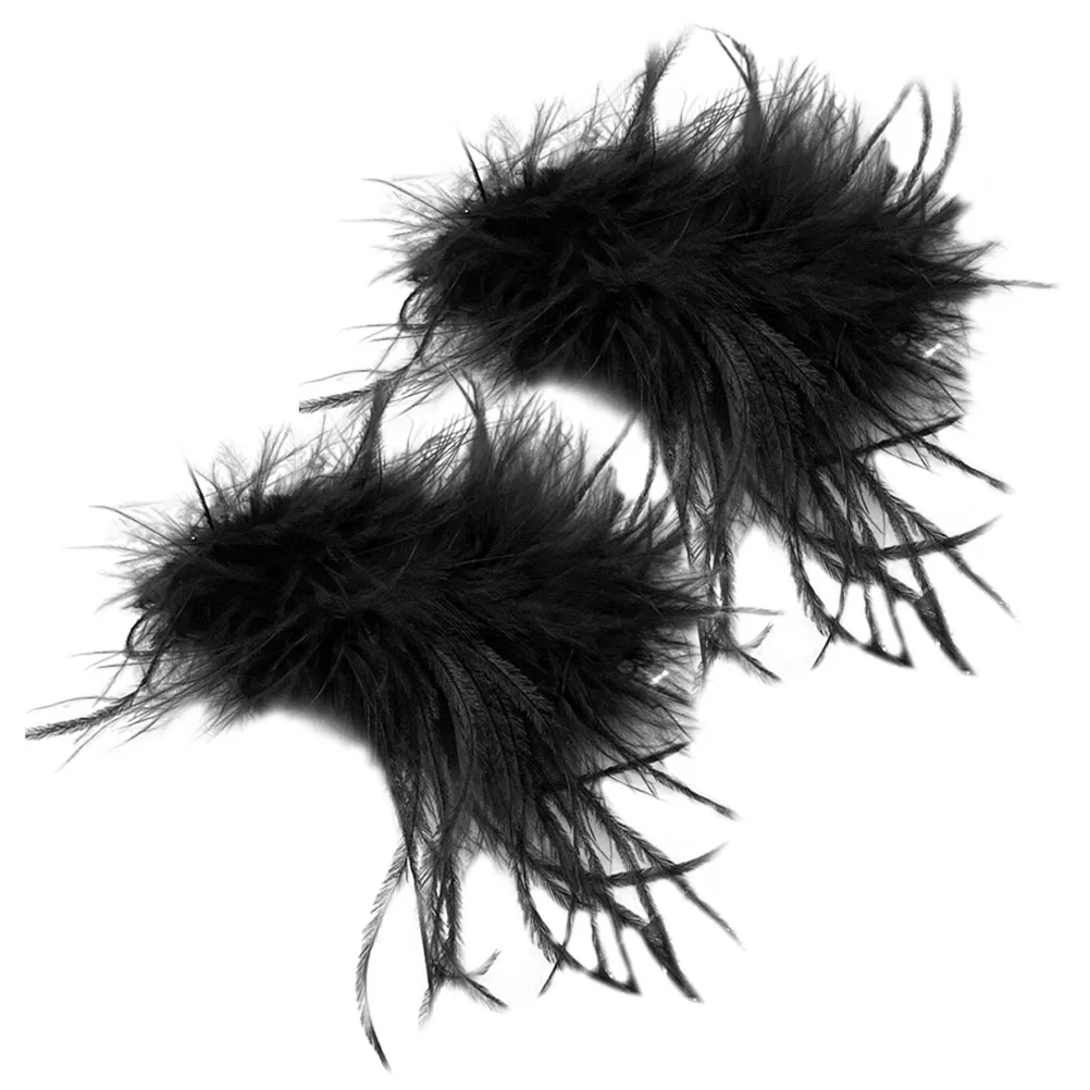 

2pcs Hair Clips Black Ostrich Gothic Hairpin Retro Accessories for Prom Masquerade Party Anniversary Engagement