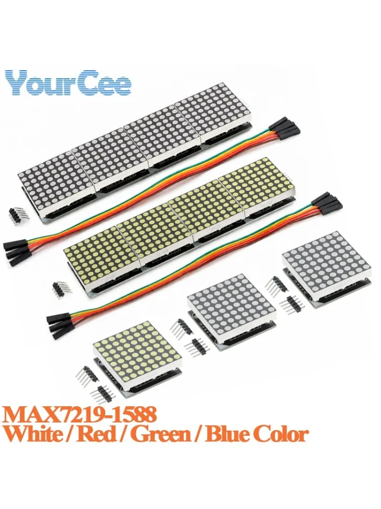 MAX7219 MAX7219-1588 Matryca LED 8x8, Moduł Wyświetlacza Matrycowego, Kolor Czerwony Zielony Biały Niebieski, Sterowanie MCU, Sterownik LED — zdjęcie produktu 7