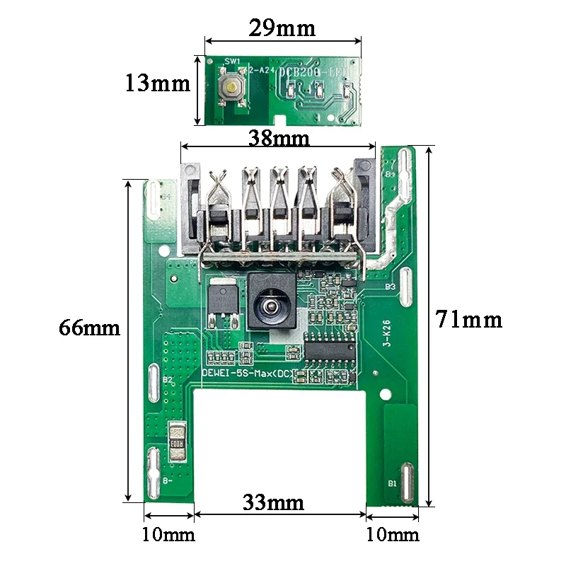 DCB200 DC Input Li-ion Battery Plastic Case Charging Protection Circuit Board Box Housing For DeWalt 18V 20V Lithium Ion Battery