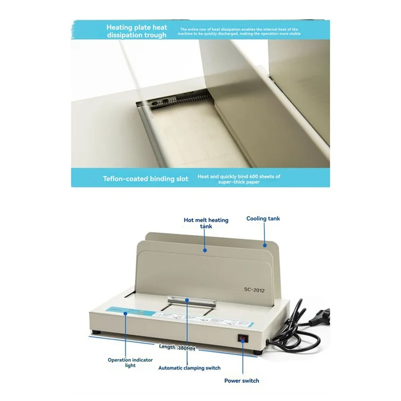 Máquina de encadernação perfeita automática, fichário térmico elétrico para livros, contatos, facturas, encadernação de documentos universa