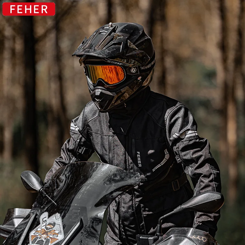 Feher Motorcycle Riding Suit Men'S Four Season Rally Suit Men'S Winter Anti Fall Warm Motorcycle Suit Off-Road Riding Equipment