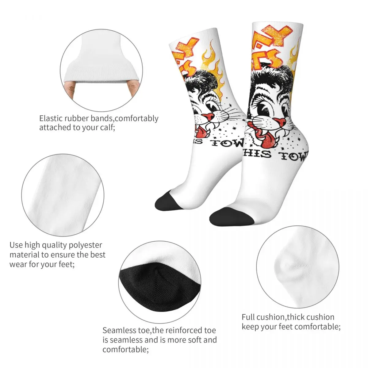 Fashion Men\'s Socks Casual Stray Cats Rock This Town Sock High Quality Women Sock Spring Summer Autumn Winter