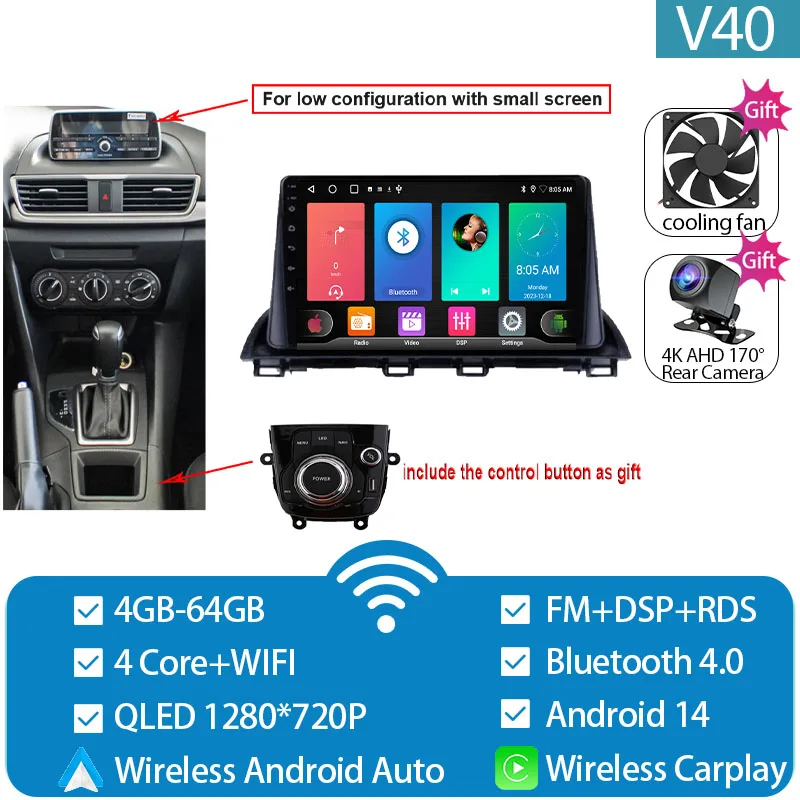 Voor Mazda 3 Axela 2014-2019 Mazda CX-4 CX4 2016-2018 Autoradio Android Auto GPS Navigatie multimedia Video Player Geen DVD