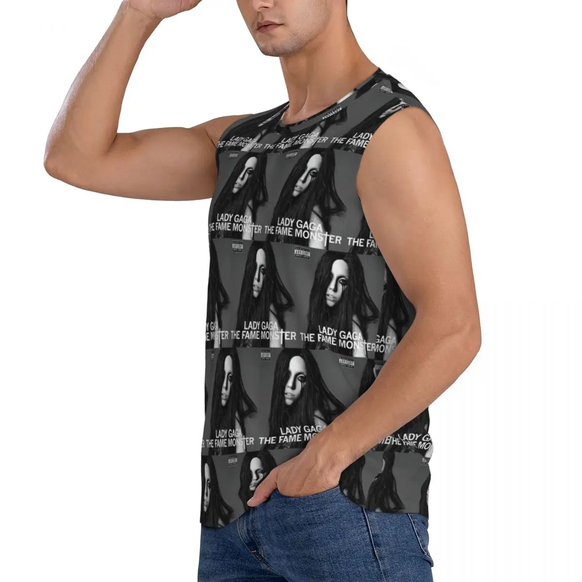 Lady Gaga,The Fame Monster Men Sleeveless Tank Tops Quick Dry Breathable Gym Fitness Running Summer Casual Sport Vest