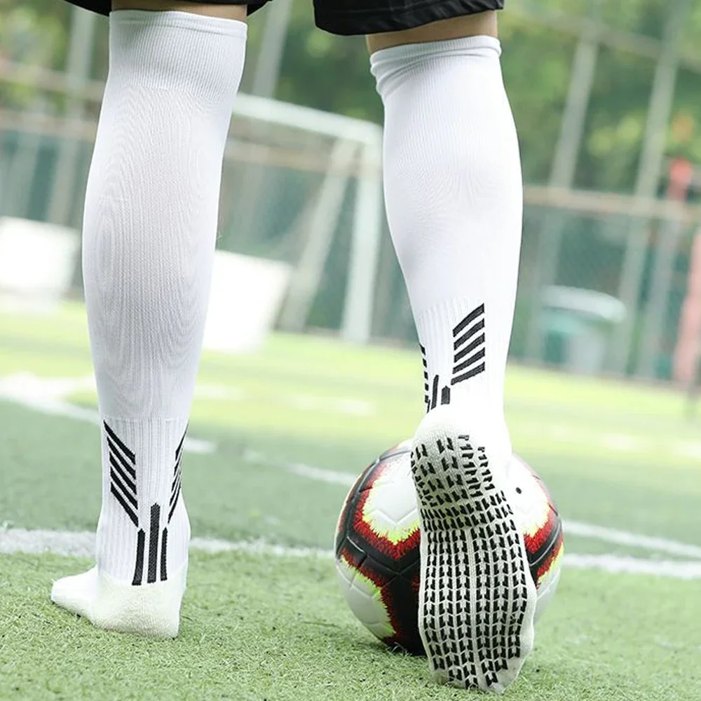 1Pair Knee High Compression Socks Sports Adult/Child Soccer Grip Socks Running Non Slip Crew Socks Football Gym Grip Rubber Sock