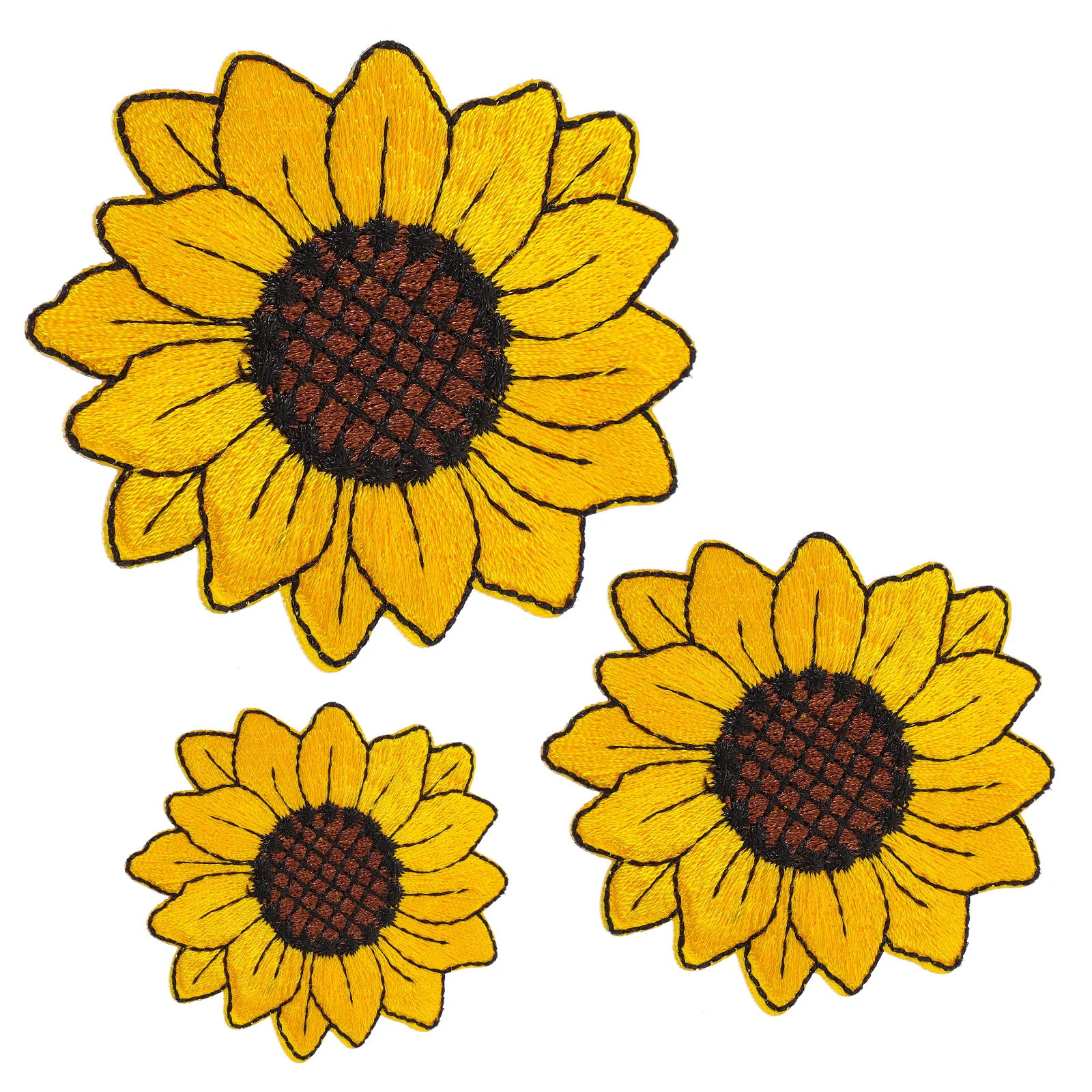 

3 Pcs Sunflower Embroidery Patch Applique Realistic Color DIY Sewing Clothes Accessories Child Costume Decorations Craft Elastic