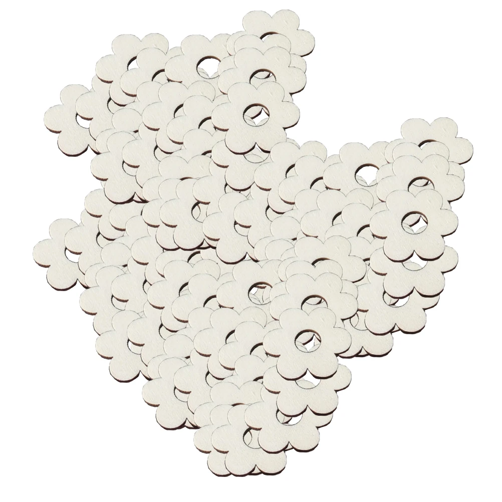 

100pcs Wooden Art Decorations Plum Blossom Slices Chips Flower Cutouts DIY Projects Xmas naments Sewing Accessories Smooth Safe
