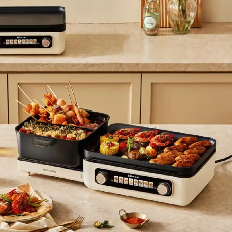 DKL-E22W1 اليوسفي بطة قابلة للطي الشواية شابو وعاء متكامل الشواء إناء/ قدر المنزلية الكهربائية الشواء وعاء متعدد الوظائف