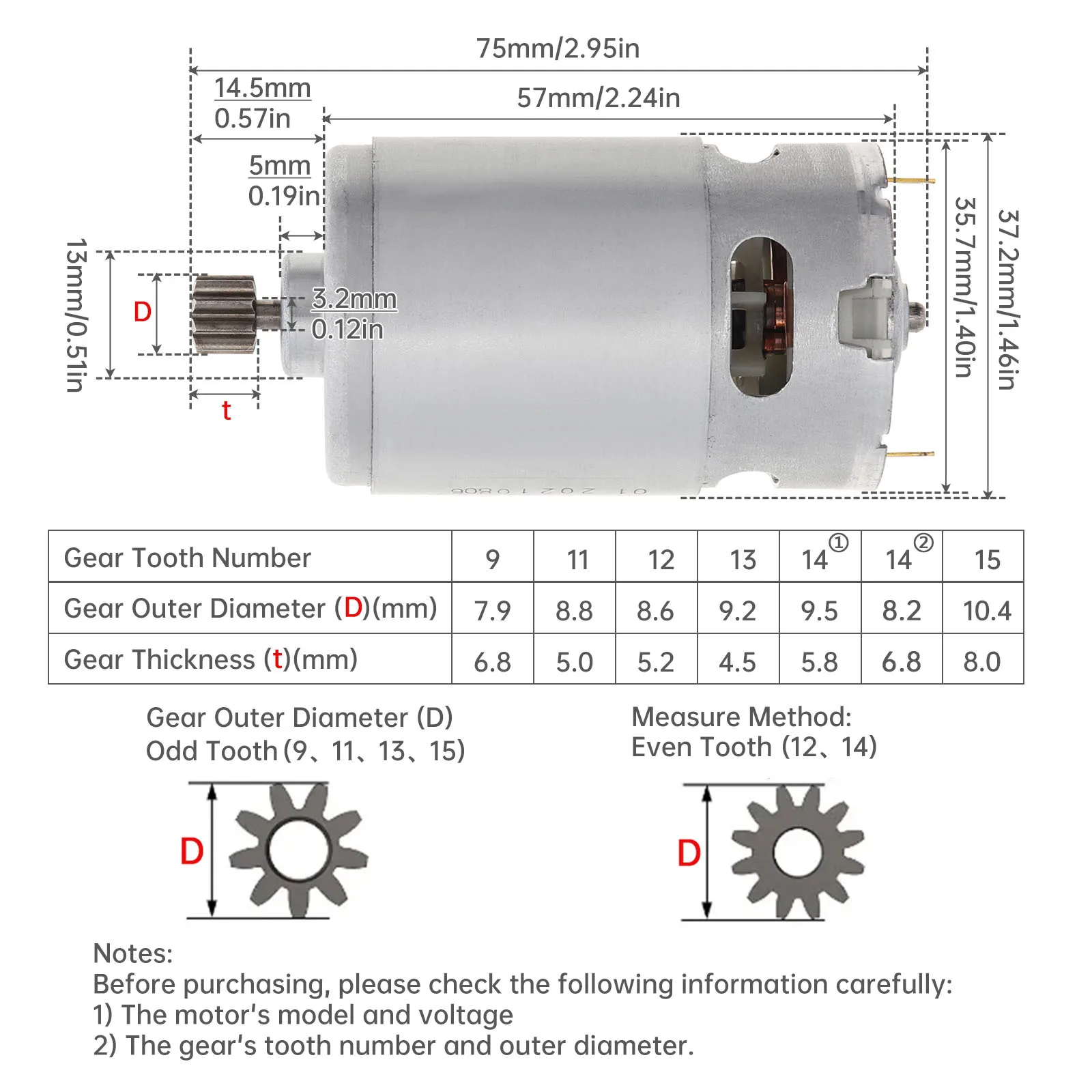 Motor eléctrico RS550 de 9/11/12/13/14 dientes CC, 10,8 V/12V/14,4 V/16,8 V/18V/21V/25V, Motor de taladro destornillador con caja de engranajes de