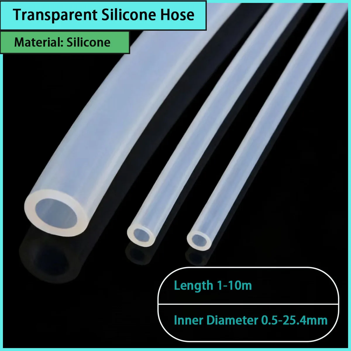 Inner diameter 0.5-25.4mm transparent silicone hose suitable for food delivery, medical equipment, home plumbing, etc