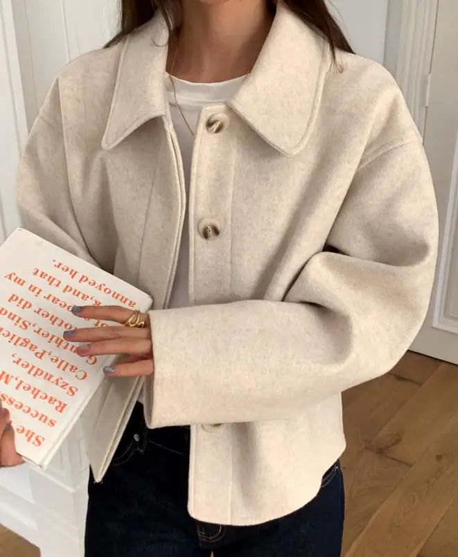 

Autumn/Winter Casual Button Long Sleeve Jacket Top Coat for Women's Wear Temperament Female Fashion Lapel Plain Color Jackets