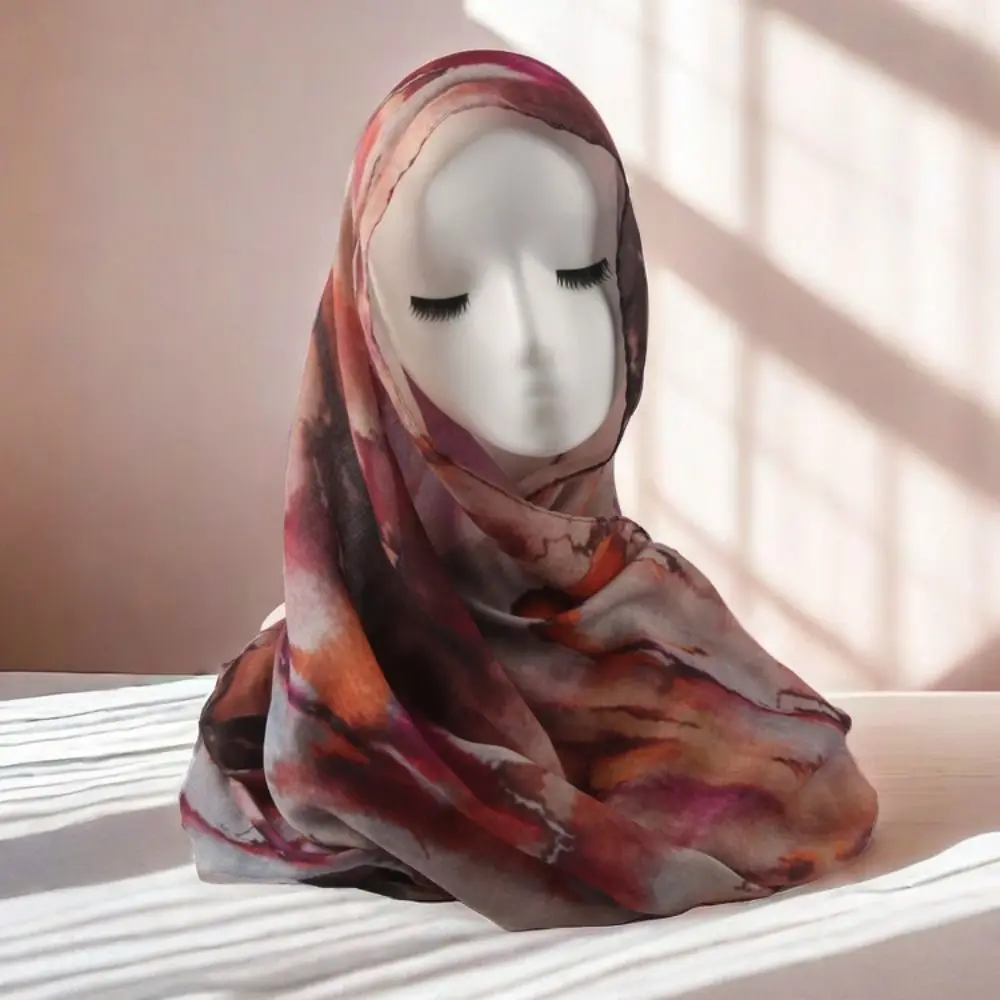 Casual acuarela Floral impreso chal bufandas algodón rayón transpirable Hijab bufanda suave largo mujeres turbantes