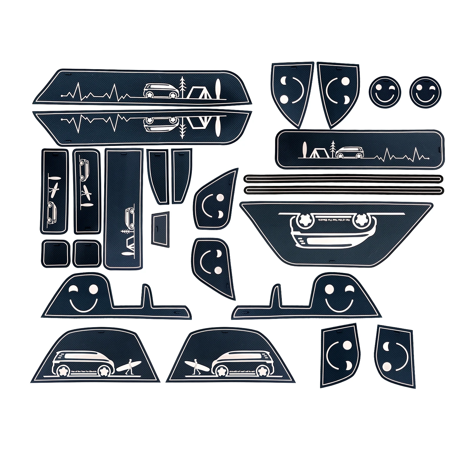 26pcs Car Cup Coaster for Volkswagen VW ID. Buzz Anti-Slip Mat Pocket Mat Cup Holder Pads Car Accessories