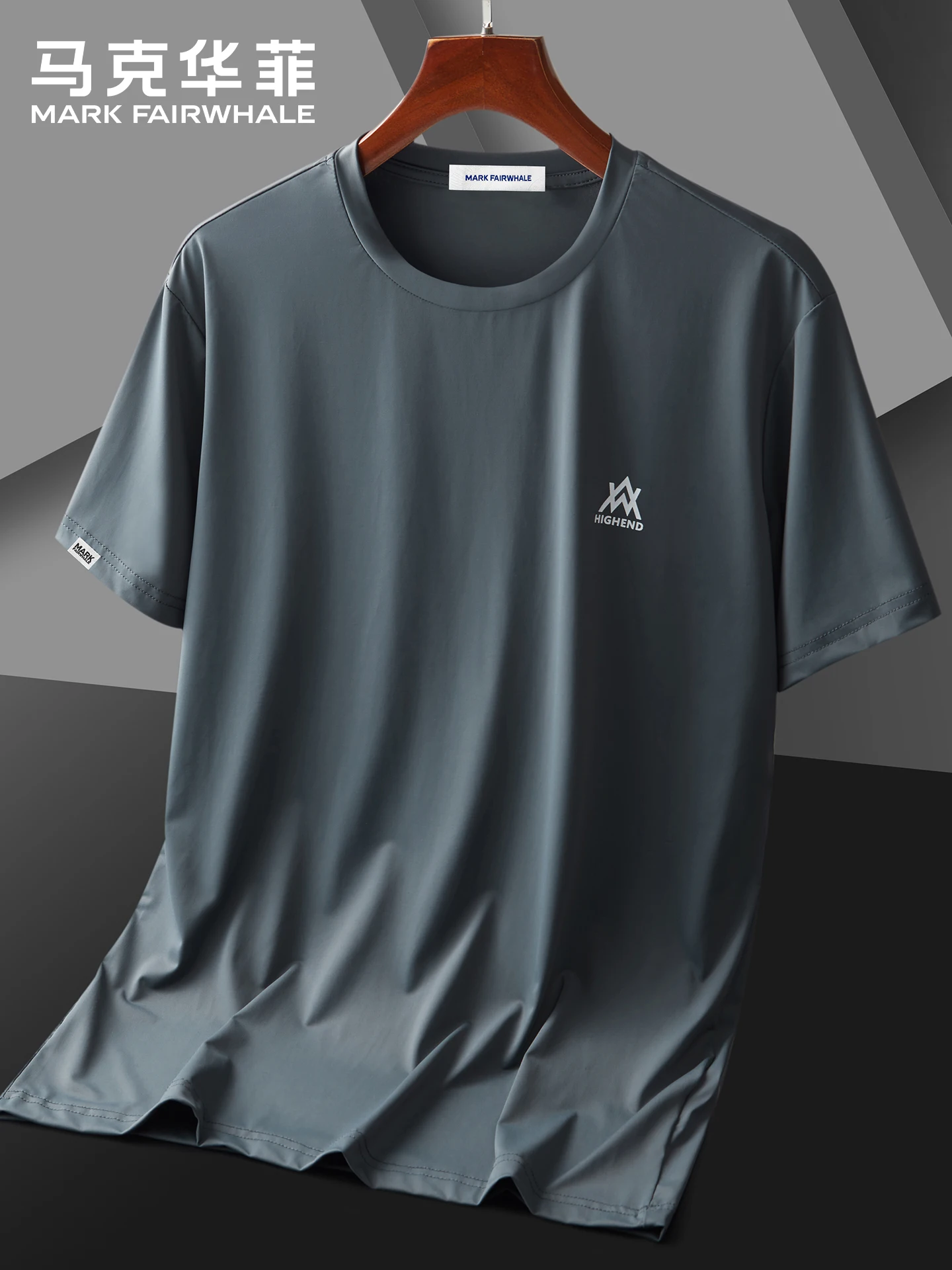

Мужская футболка Mark Fairwe из ледяного шелка с коротким рукавом, быстросохнущая, спортивная, повседневная, модная, городская, с круглым вырезом, с принтом