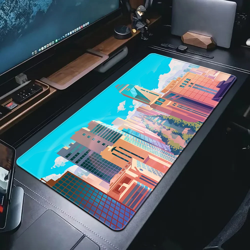 

Large Mousepad Pixel Neon City Art Mouse Pad Pc Gamer Computer Gaming Accessories Anime Table Mat Rubber Mouse Mat Keyboard Pad
