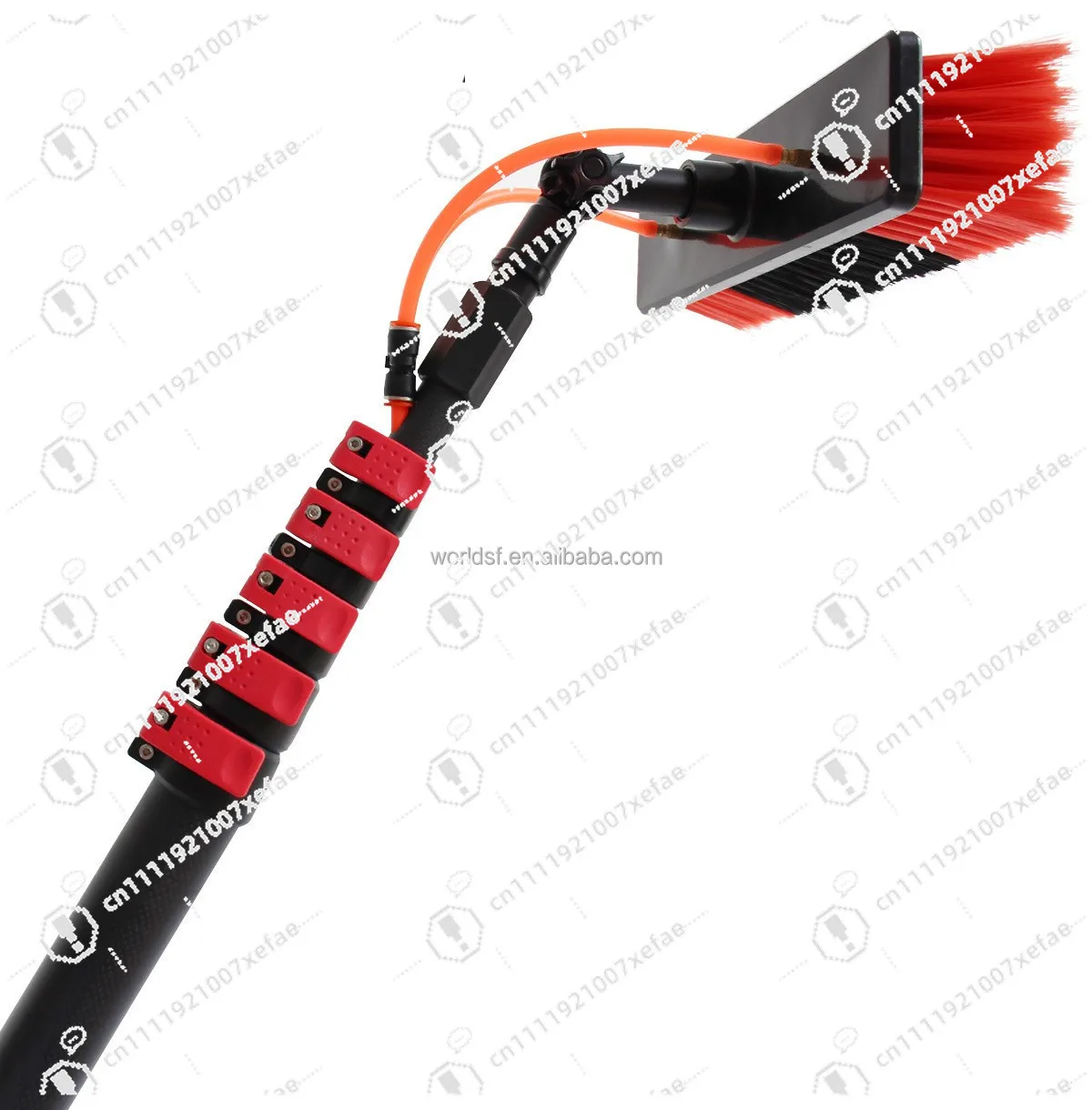 High-efficiency window cleaning kit with disposable water supply brush that flows through the functional cleaning brush