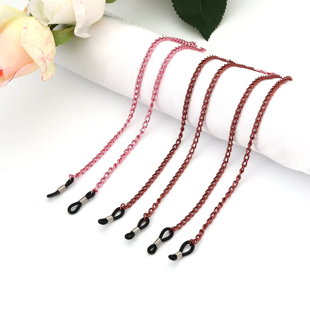 

3pcs Eyeglasses Neck Cord Metal Glasses Chain For Women Sunglasses Chain 65Cm Aluminum Anti-Slip Rust Resistant With Rubber Ends