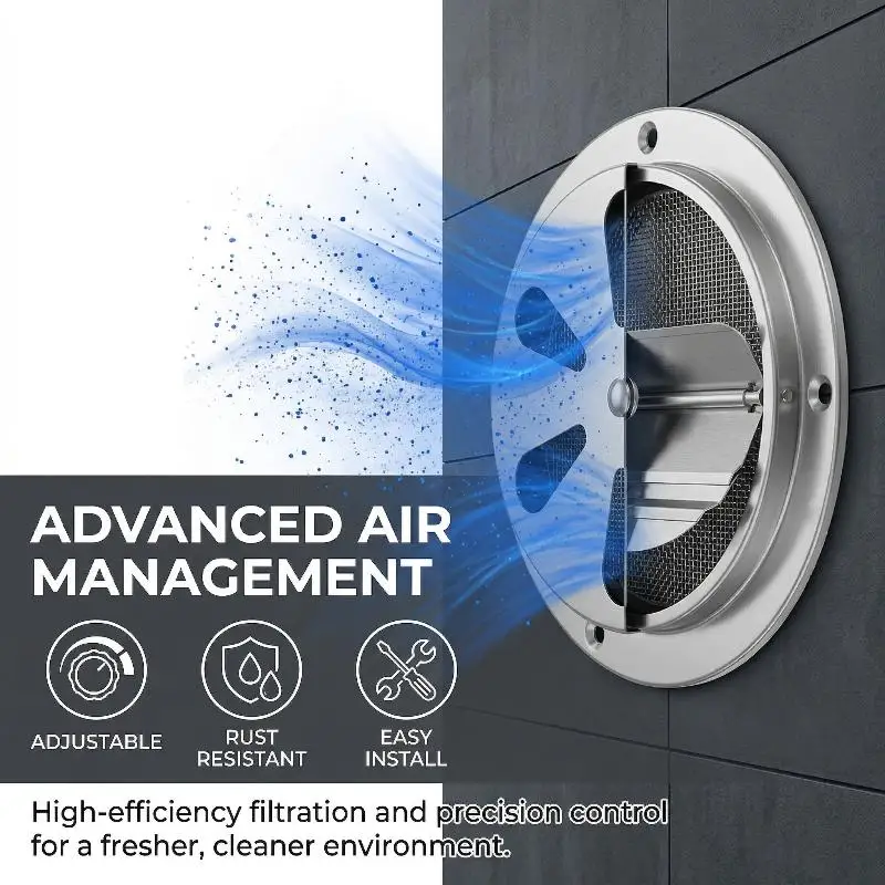 【**~ 】95/125mm Adjustable Air Vent Grille Round Ducting Ventilation Grilles Cover BBQ Grill Smoker Exhaust Vent Stove