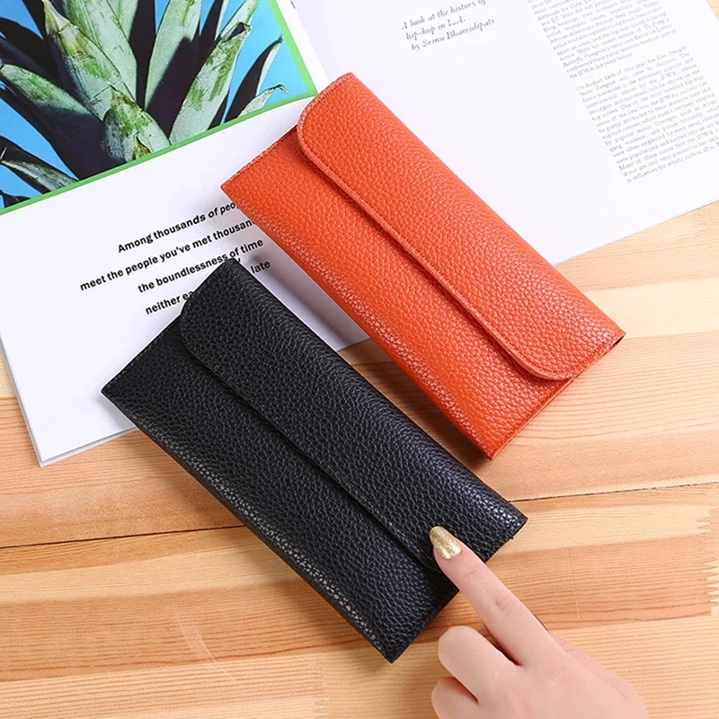 

Women's Long Purses Wallets Metal Buckle Simple Girls Wallets Money Clips Pocket Card Holder Engraving Wallets Phone Clutch Bag